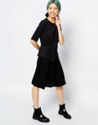 Monki Pleated Midi Skirt - Black