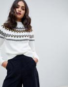 Miss Selfridge Sweater In Fairisle - Cream