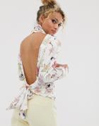 Never Fully Dressed Button High Neck Open Back Top In Sea Life Print - Multi
