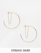 Asos Gold Plated Sterling Silver 40mm Chain Hoop Earrings - Gold