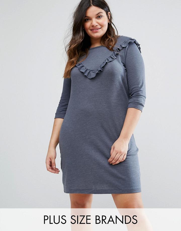 Junarose Ruffle Detail Sweat Dress - Blue