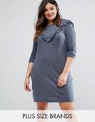 Junarose Ruffle Detail Sweat Dress - Blue