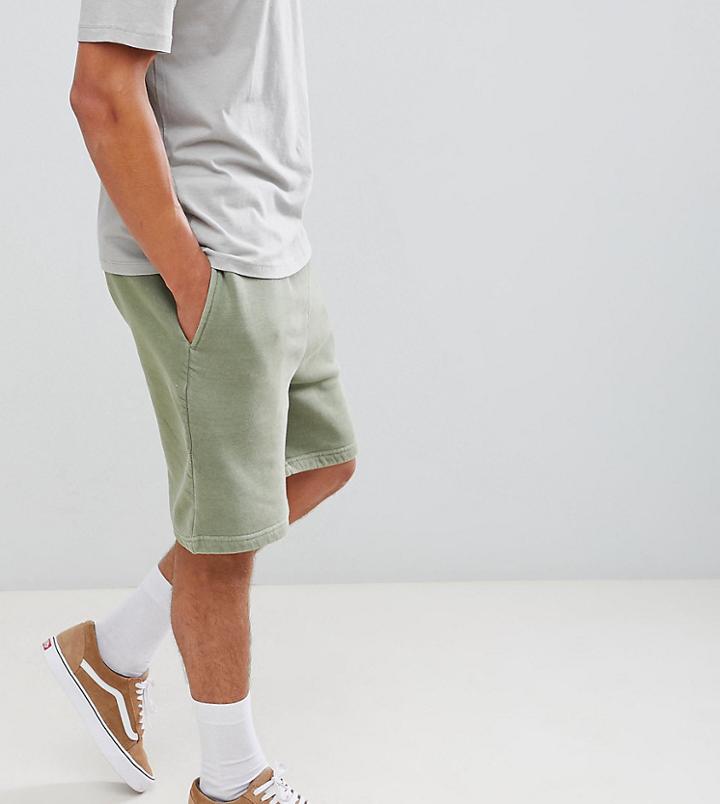Reclaimed Vintage Inspired Overdye Short In Khaki - Green