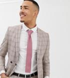 Twisted Tailor Tall Super Skinny Double Breasted Suit Jacket In Mini Check-beige