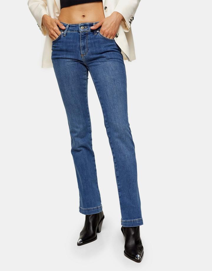 Topshop Bootcut Jeans In Mid Denim-blues