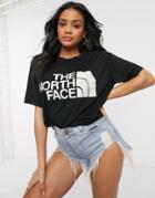 The North Face Half Dome Gray Logo Cropped T-shirt In Black