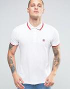 Pretty Green Polo Shirt With Single Tipping In Slim Fit White - White