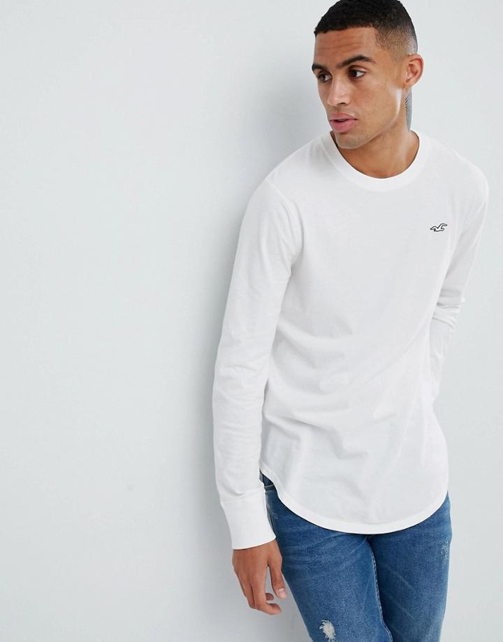 Hollister Seagull Logo Long Sleeve Top In White - White
