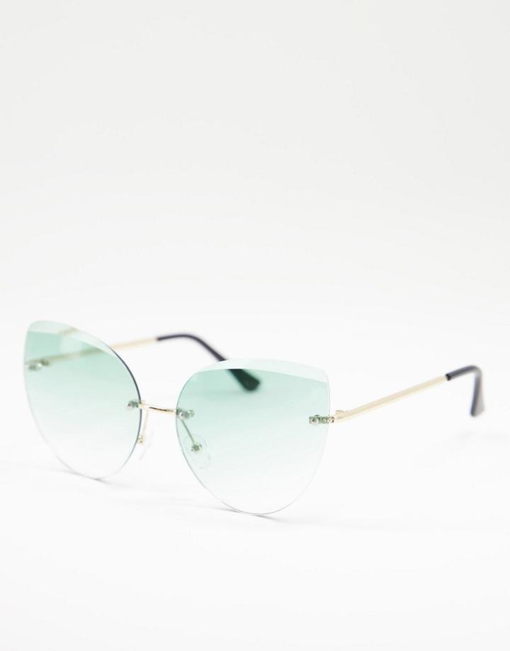 Aj Morgan Frameless Cat Eye Sunglasses-green