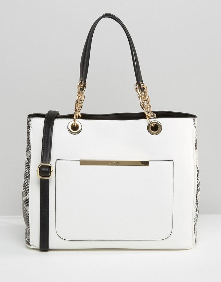 Aldo Tote Bag With Chain Handle - White