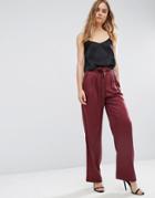 Asos Soft Luxe Pant With Tie Belt - Red