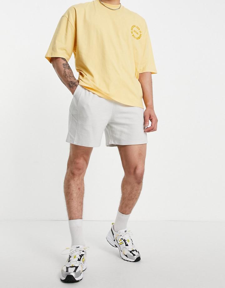 Asos Design Oversized Jersey Shorts With Panel Detail In Gray Rib - Part Of A Set-grey