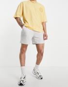 Asos Design Oversized Jersey Shorts With Panel Detail In Gray Rib - Part Of A Set-grey