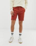 Asos Design Slim Utility Shorts In Rust Heavyweight Canvas With Contrast Stitch - Brown