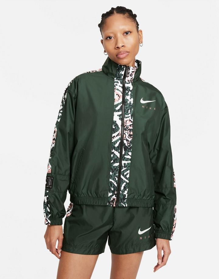 Nike Revival Repel Statement Woven Full Zip Track Jacket In Green