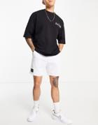 Bershka Double Waistband Mesh Shorts In Ecru-black