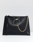 Aldo Croc Oversized Clutch Bag With Chain Detail - Black