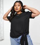 Asos Design Curve Woven Tee With Knot Tie In Black