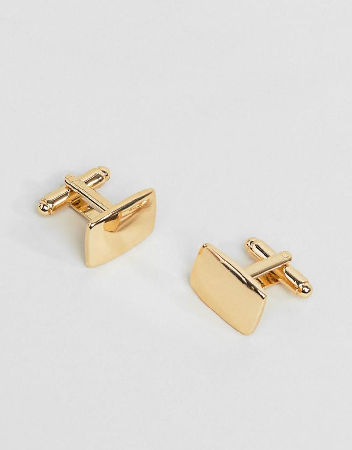 Asos Design Square Cufflinks In Gold Tone