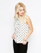 Rvca Printed Sleeveless Shirt - Vintage White