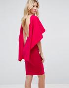 City Goddess Midi Dress With Ruffle Sleeve - Pink