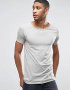 Liquor & Poker Muscle Fit T-shirt Raw Hem Scoop Neck - Gray