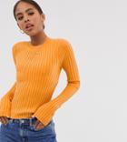 Asos Design Tall Crew Neck Sweater In Skinny Rib - Yellow