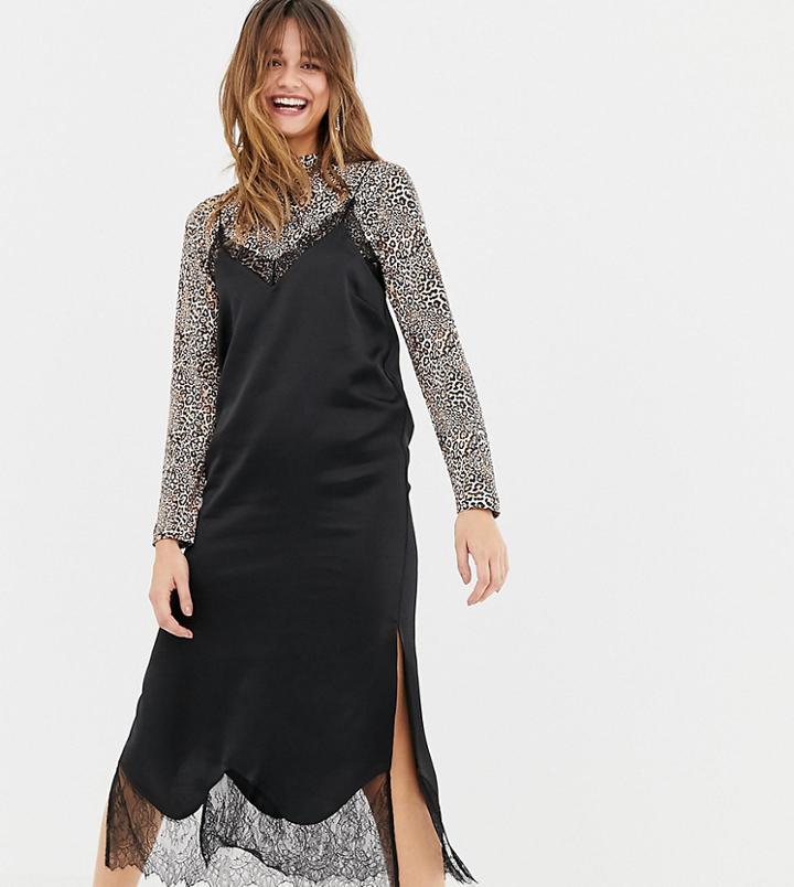 Stradivarius Satin Lace Detail Cami Dress
