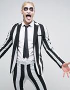Asos Halloween Super Skinny Suit Jacket In Black And White Stripe - Multi
