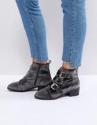 New Look Stud Western Velvet Pointed Ankle Boot - Gray