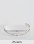 Reclaimed Vintage Engraved Double Bangle In Silver - Silver