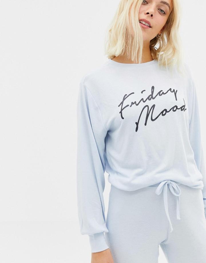 New Look Friday Mood Sweat Top - Blue