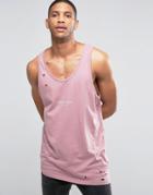 Hand Of God Oil Washed Tank With Asymmetric Hem - Pink
