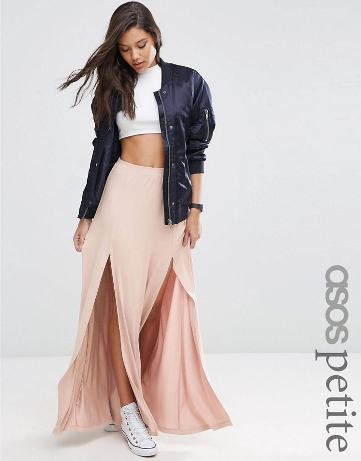 Asos Petite Maxi Skirt With Splices - Mink