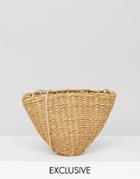 Reclaimed Vintage Straw Crossbody Micro Bag - Beige