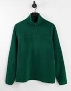 Asos Design Polar Fleece Sweatshirt With Half Zip In Deep Green