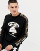 Aape By A Bathing Ape Sweatshirt With Logo Taping In Black - Black