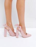 Public Desire Dover Bow Pointed Heeled Shoes - Pink