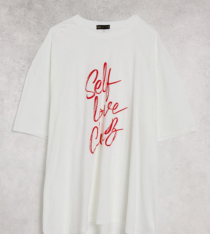 I Saw It First Plus Slogan T- Shirt In White