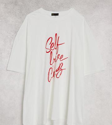 I Saw It First Plus Slogan T- Shirt In White