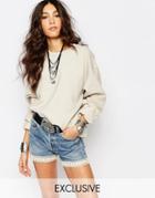 Reclaimed Vintage Oversized Boyfriend Sweat Sweater - Sand