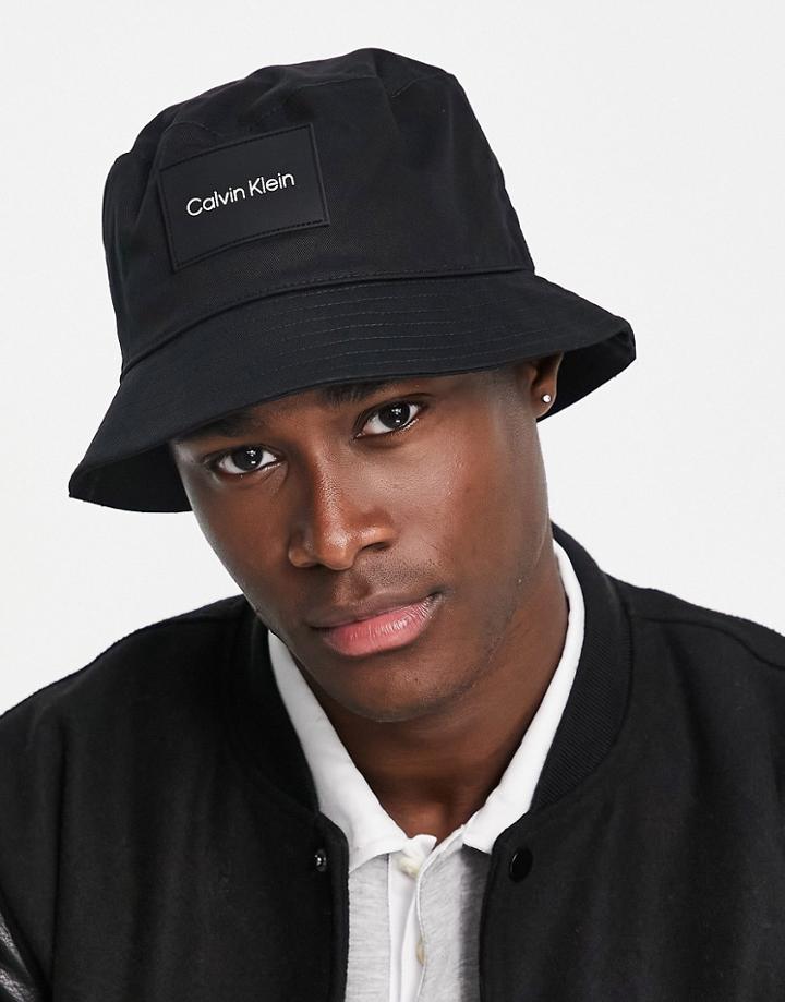 Calvin Klein Patch Bucket Hat In Black