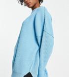 Asos Design Tall Oversized Sweater In Rib In Blue