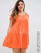 Asos Curve Tiered Smock Beach Dress - Orange
