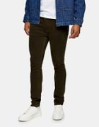 Topman Stretch Skinny Jeans In Khaki-green