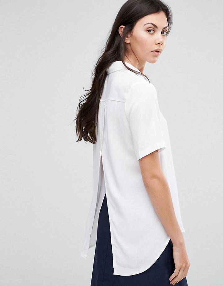 Adpt Tall Short Sleeve Wrap Back Detail Shirt - Cream