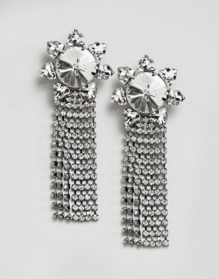 Asos Sunburst Jewel Drop Earrings - Clear