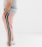 Asos Design Plus Retro Track Skinny Joggers With Side Stripe In Pink - Pink