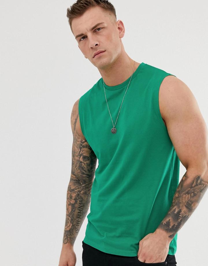 Asos Design Organic Tank Tank In Green