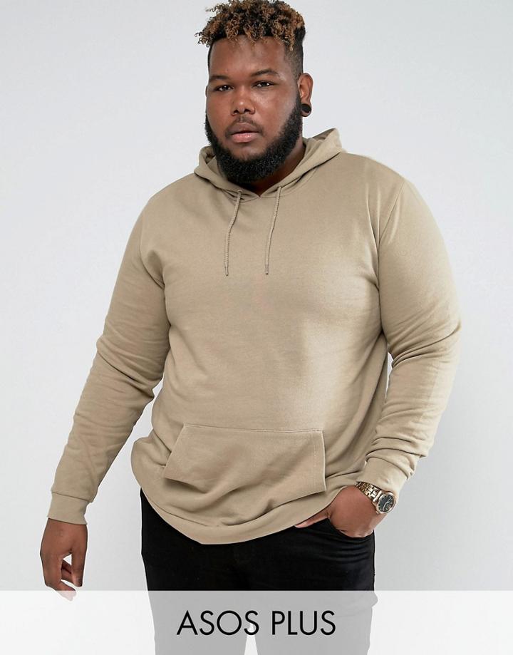 Asos Plus Longline Hoodie In Beige - Beige